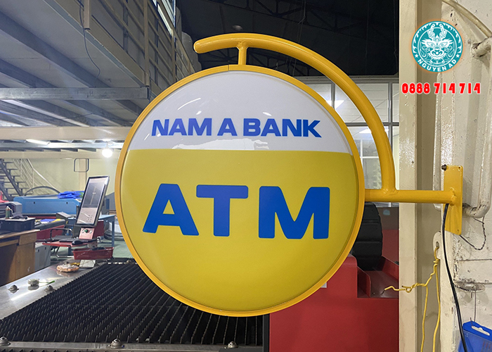 gia công hộp đèn quảng cáo ngân hàng đẹp, làm hộp đèn mica hút nổi